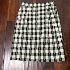 Vintage Sharon Richard Plaid Sunflower Skirt Women’s Size 12 Black And White